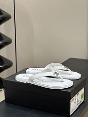 Chanel Fabric Thong Sandals White Silver - 2