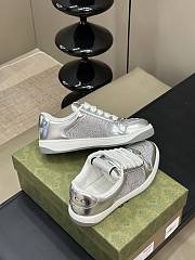 Gucci Women's Screener GG Silver Sneaker - 3