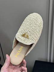 Prada Women's White Logo-appliqué Interwoven Slippers - 3