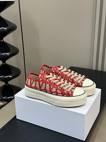 Valentino Garavani Iconograph Canva Red Sneakers