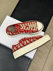 Valentino Garavani Iconograph Canva Red Sneakers - 4