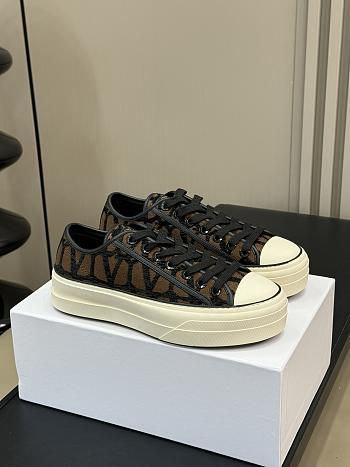 Valentino Garavani Iconograph Canva Brown Sneakers