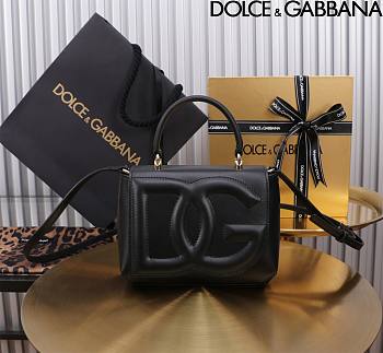 Dolce & Gabbana Black Small Leather Top Handle Bag 17.5x13.5x6.5cm