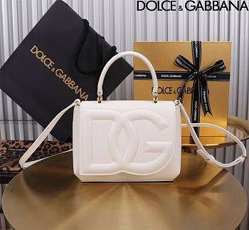 Dolce & Gabbana White Small Leather Top Handle Bag 17.5x13.5x6.5cm