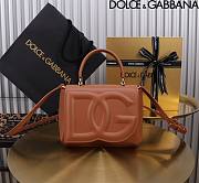 Dolce & Gabbana Brown Small Leather Top Handle Bag 17.5x13.5x6.5cm - 1