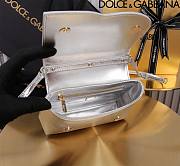Dolce & Gabbana Silver Small Leather Top Handle Bag 17.5x13.5x6.5cm - 6