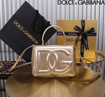 Dolce & Gabbana Gold Small Leather Top Handle Bag 17.5x13.5x6.5cm