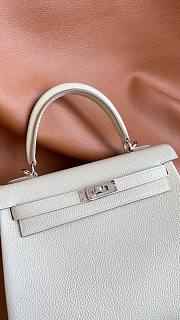 Hermes Kelly 25 Togo White Silver Hardware 25cm - 5