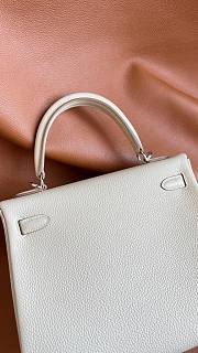 Hermes Kelly 25 Togo White Silver Hardware 25cm - 2