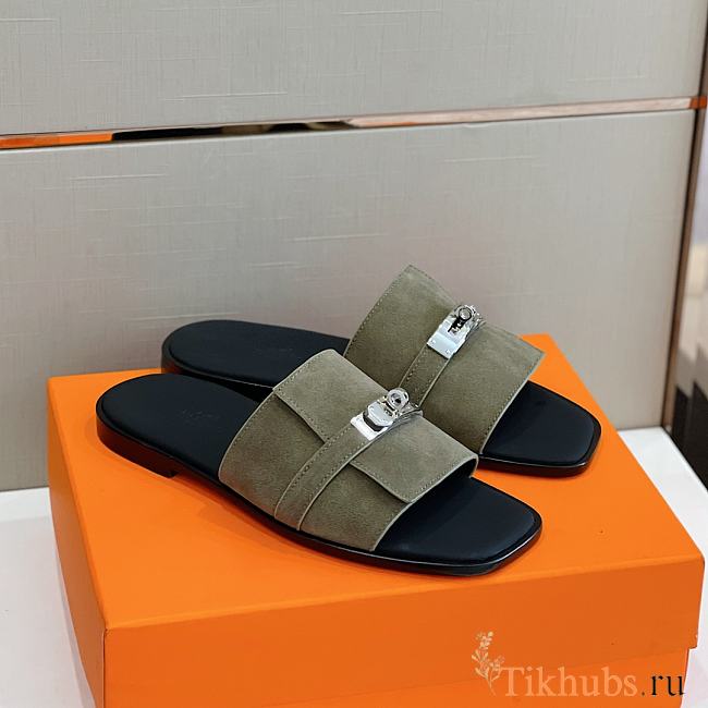 Hermes Gabriel Sandal Black Green  - 1