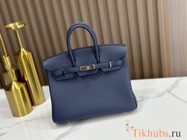 Hermes Birkin 25 Navy Blue Togo Silver Bag 25cm - 1