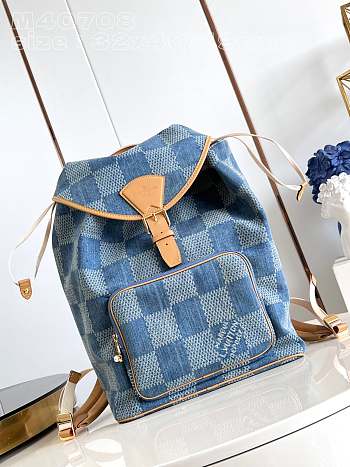Louis Vuitton LV Montsouris Backpack Damier Blue Denim 32x40x19cm