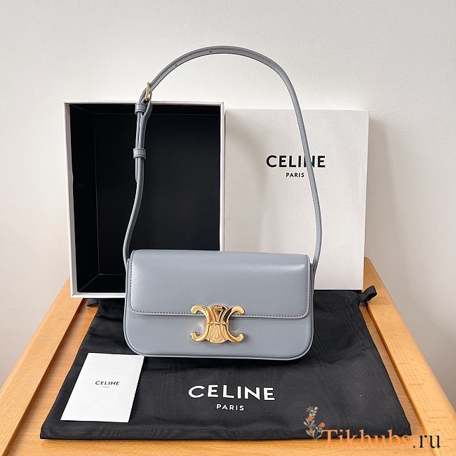 Celine Triomphe Shoulder Bag Light Blue 20x10x4cm - 1