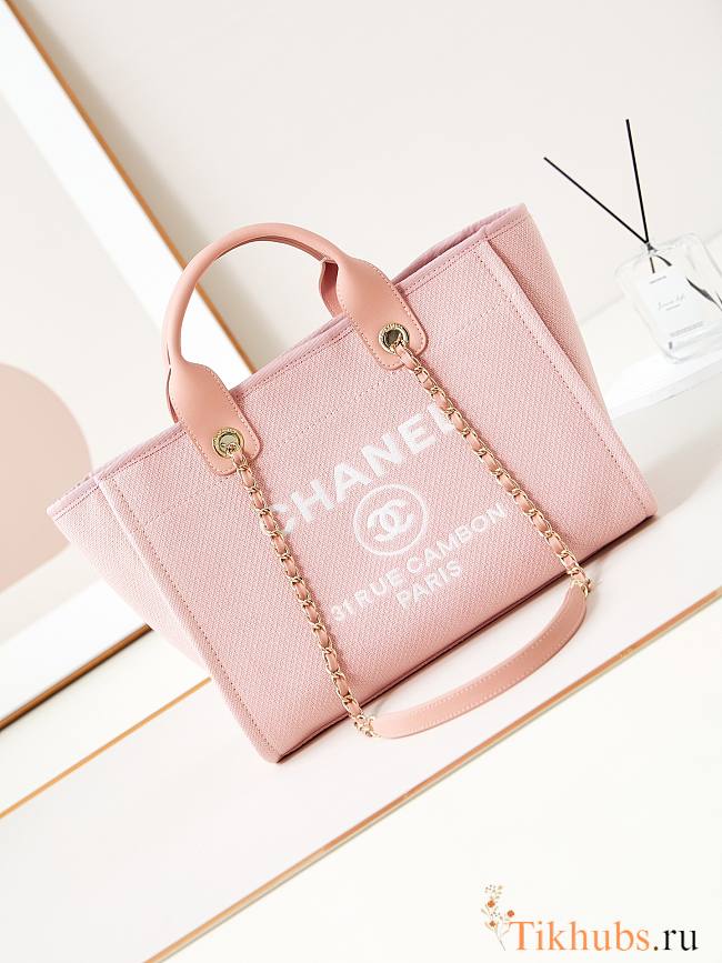 Chanel Shopping Tote Bag Canvas Light Pink 38cm - 1
