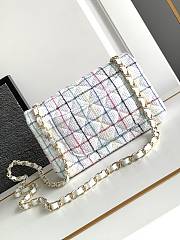 Chanel Small Flap Bag White Tweed 20cm - 3