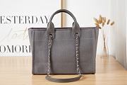 Chanel Shopping Tote Canvas Grey Handle 38x22x13cm - 4