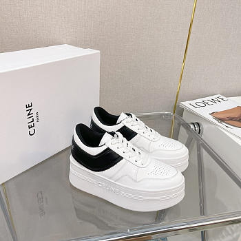 Celine Block Sneakers With Wedge Outsole In Calfskin White