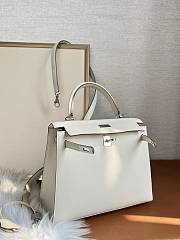 Hermes Kelly 25 White Epsom Silver Bag 25cm - 6