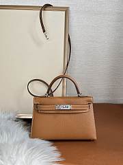 Hermes Mini Kelly Brown Silver Epsom 19cm - 1