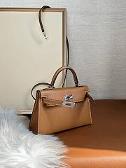 Hermes Mini Kelly Brown Silver Epsom 19cm - 4