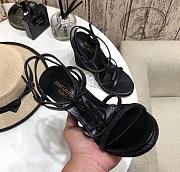 YSL Women's Black Leather Wedges - 5