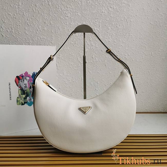 Prada Arqué Large Leather Shoulder Bag White 35x22.5x8cm - 1