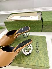 Gucci Women's Interlocking G Heel Sandal Brown 6cm - 5