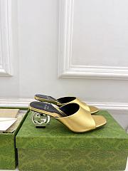 Gucci Women's Interlocking G Heel Sandal Gold 6cm - 1