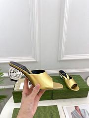 Gucci Women's Interlocking G Heel Sandal Gold 6cm - 5