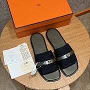 Hermes Denim Blue Slides - 4