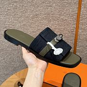 Hermes Denim Blue Slides - 3