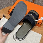 Hermes Denim Blue Slides - 2