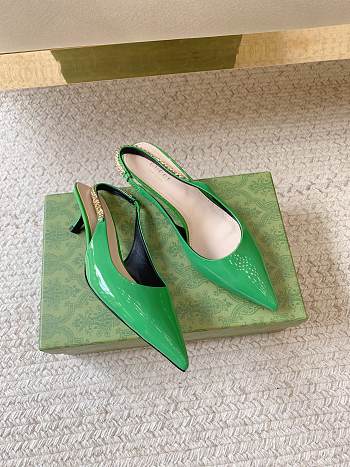 Gucci Signoria Slingback Pump Green Patent Heel 4.5cm