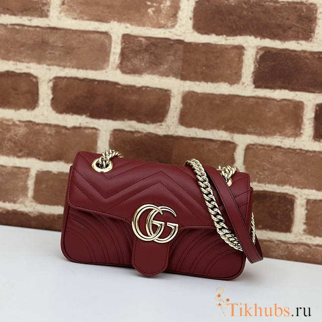 Gucci GG Marmont Mini Shoulder Bag Red Wine 22x13x6cm - 1