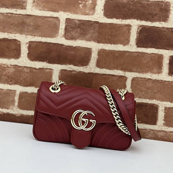 Gucci GG Marmont Mini Shoulder Bag Red Wine 22x13x6cm