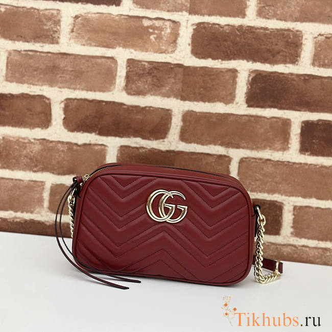 Gucci GG Marmont Small Shoulder Bag Red Wine 24x13x7cm - 1