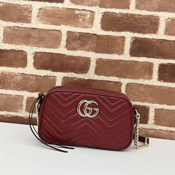 Gucci GG Marmont Small Shoulder Bag Red Wine 24x13x7cm