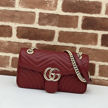 Gucci GG Marmont Small Shoulder Bag Red Wine 26x13x6cm