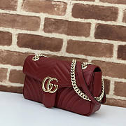 Gucci GG Marmont Small Shoulder Bag Red Wine 26x13x6cm - 5