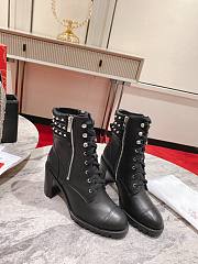 Christian Louboutin Black Leather Heel Combat Boots 7cm - 1