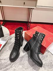 Christian Louboutin Black Leather Heel Combat Boots 7cm - 5