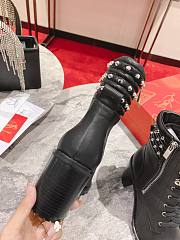 Christian Louboutin Black Leather Heel Combat Boots 7cm - 4