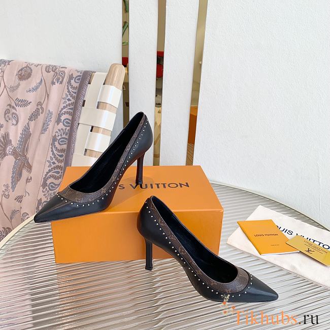 Louis Vuitton LV Signature Pumps Black Heel 10cm - 1