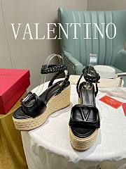 Valentino Garavani Black Vlogo Wedge Sandal 9cm - 5