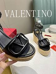 Valentino Garavani Black Vlogo Wedge Sandal 9cm - 4