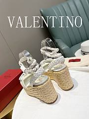 Valentino Garavani White Vlogo Wedge Sandal 9cm - 4