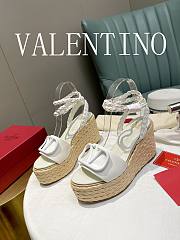 Valentino Garavani White Vlogo Wedge Sandal 9cm - 3