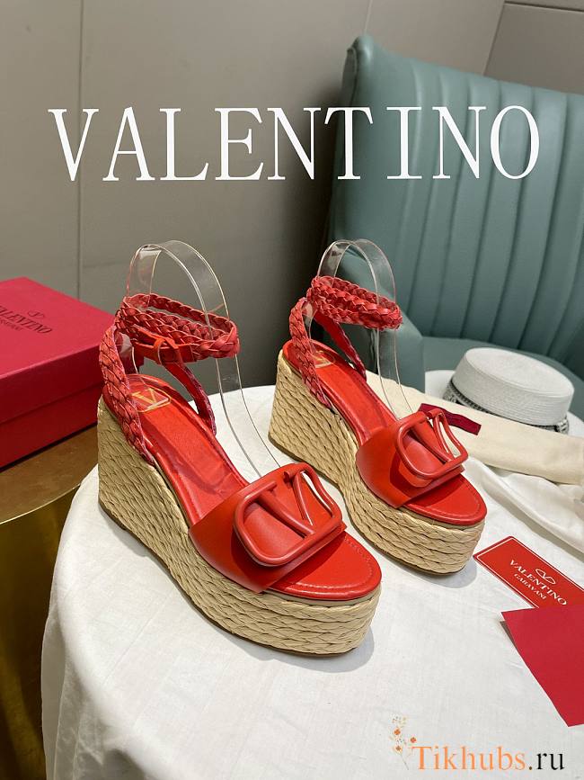 Valentino Garavani Red Vlogo Wedge Sandal 9cm - 1