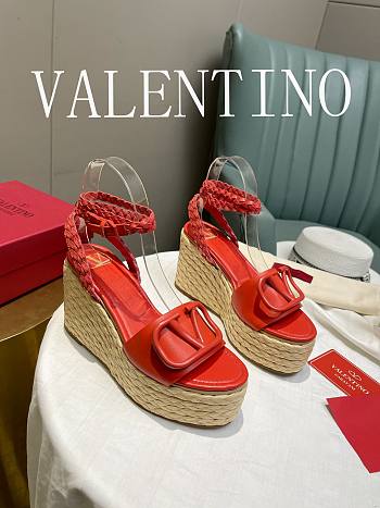 Valentino Garavani Red Vlogo Wedge Sandal 9cm