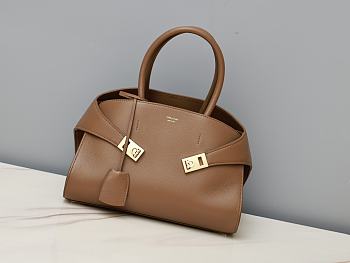 Ferragamo Brown Hug Leather Handbag 31.5x19x22cm